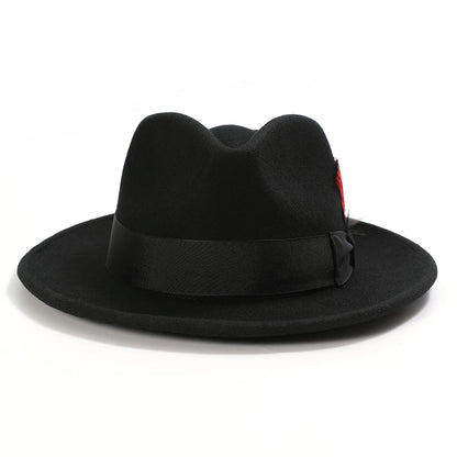 Black Luxury Wool Fedora Hat – Crushable Satin Lined Feather Fedora