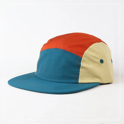 Shoreditch 5-Panel Colour Block Cap in Peacock Blue Eaves