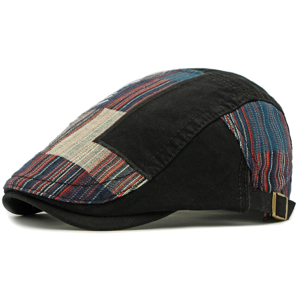 Perugia Patchwork Artist Beret in Black