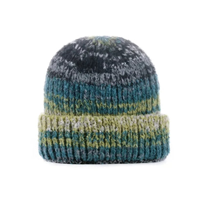 Korean Gradient Knit Beanie – Soft Winter Wool Blend Warm Stretch Beanie Hat