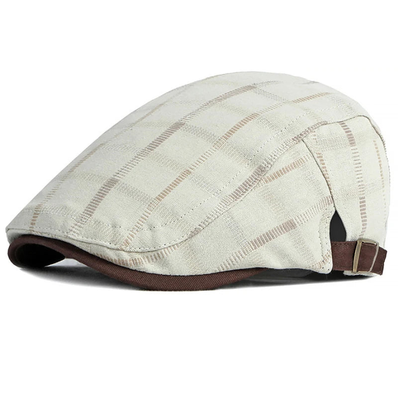 Dumfries Plaid Ivy Cap in Beige