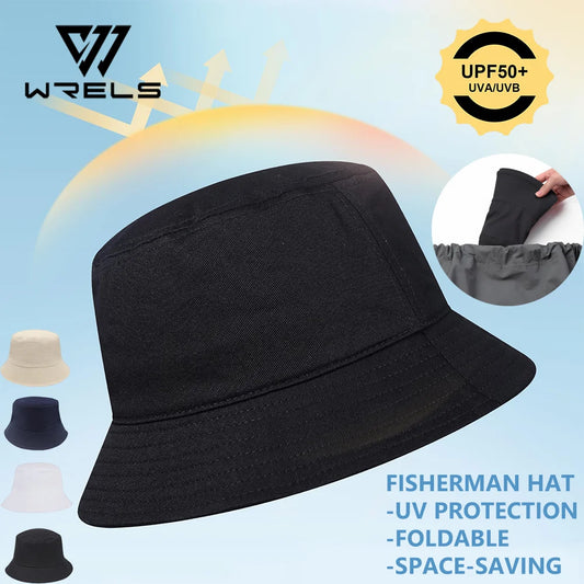 Foldable 100% cotton UPF50+ bucket hat in white