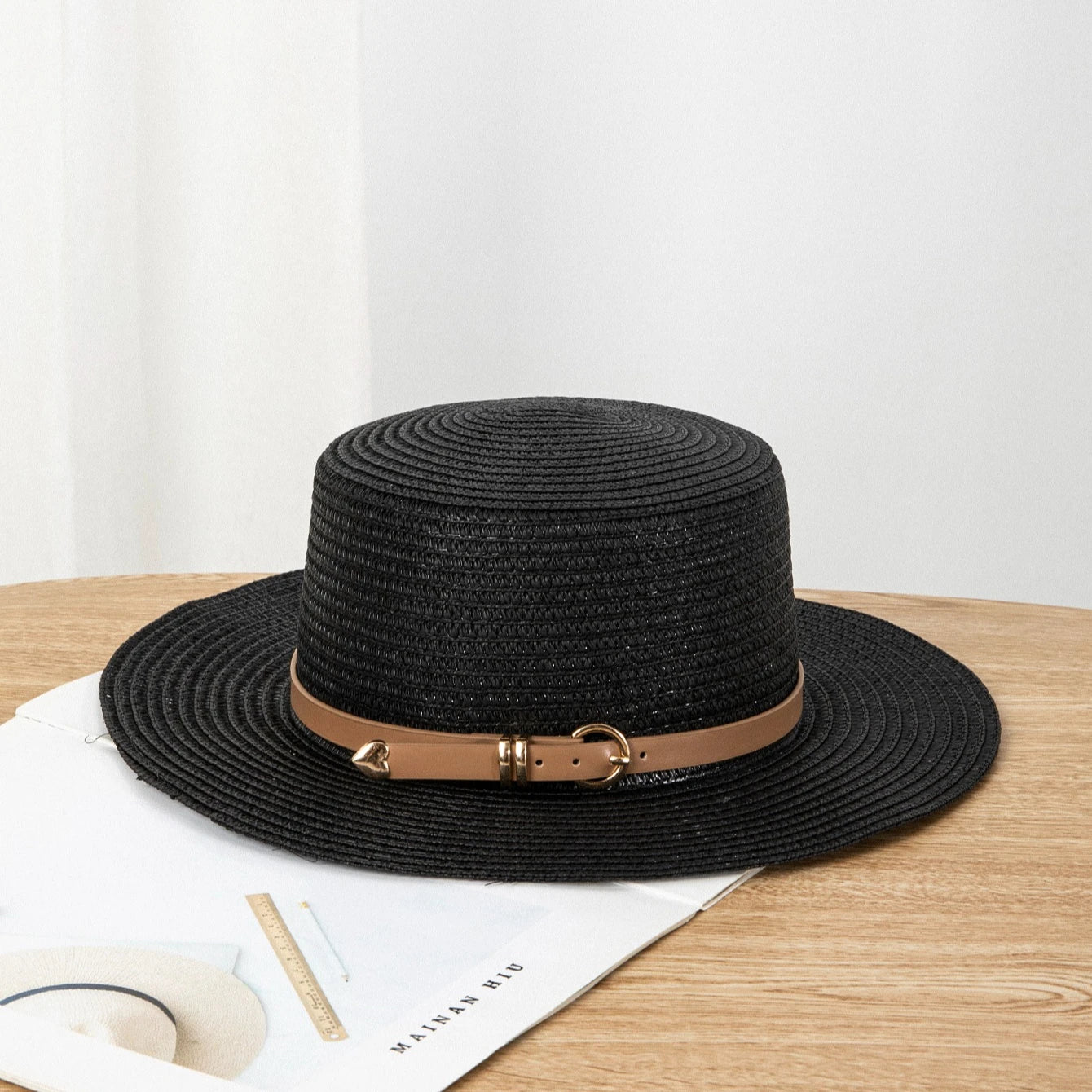 Positano Raffia Beach Hat in Black