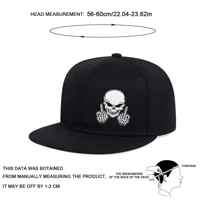 The Brixton | Skeleton Hand Embroidery Snapback Cap | Urban Caps NZ