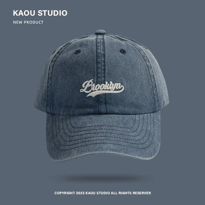 Ashford Washed Cotton Baseball Cap in Denim Blue