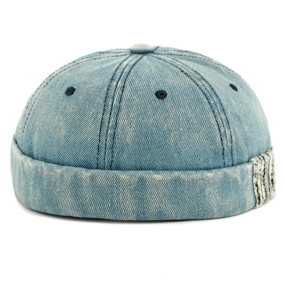Southbank Denim-Style Beanie in Middle Blue