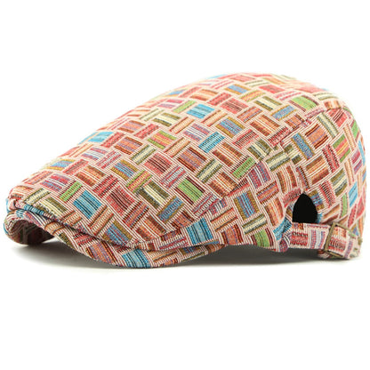 Granada Plaid Artist Beret in Side Buckle Pink