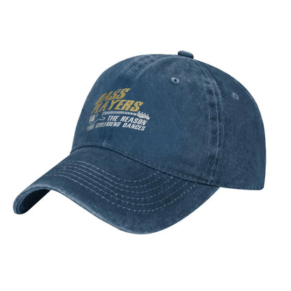 Bass Players Vintage Distressed Baseball Cap – Unisex Adjustable Music Hat