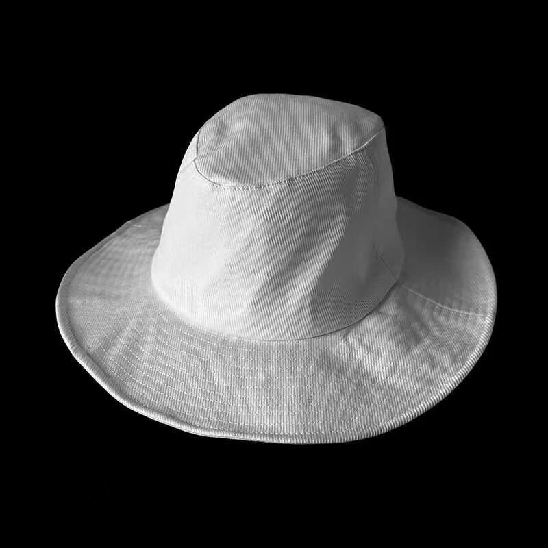 Osborne Wide-Brim Bucket Hat in White-Cotton