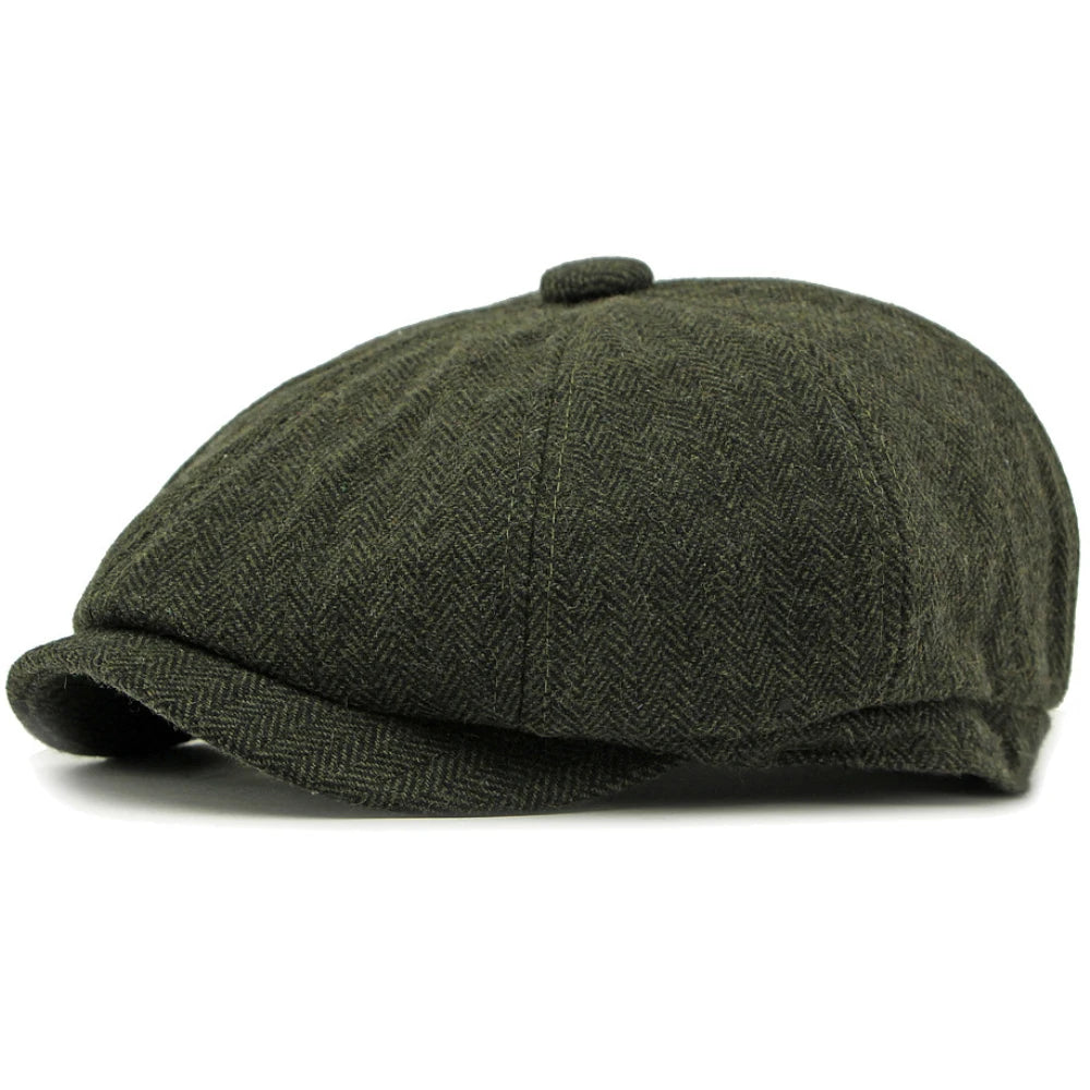 Verona Striped Wool Beret in Army Green