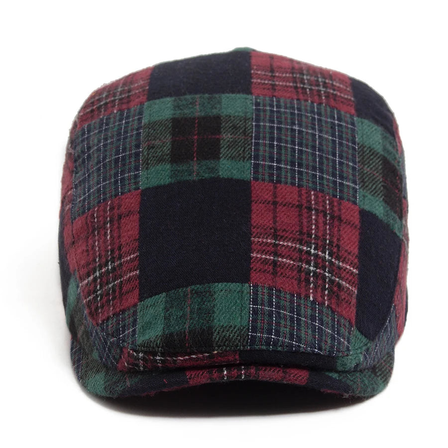 Big Plaid Patchwork Ivy Cap | Retro Country Flat Cap | Urban Caps NZ