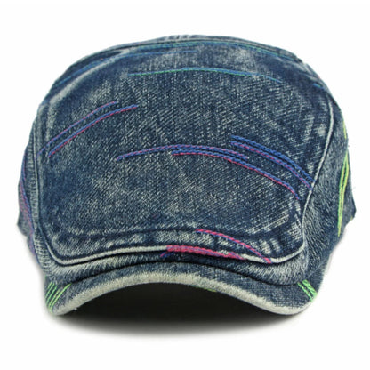 Frome Geometric Denim-Style Beret