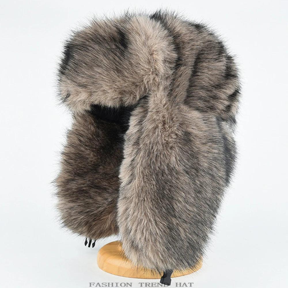 Yakutsk Fluffy Fur Trapper Hat in Coffee