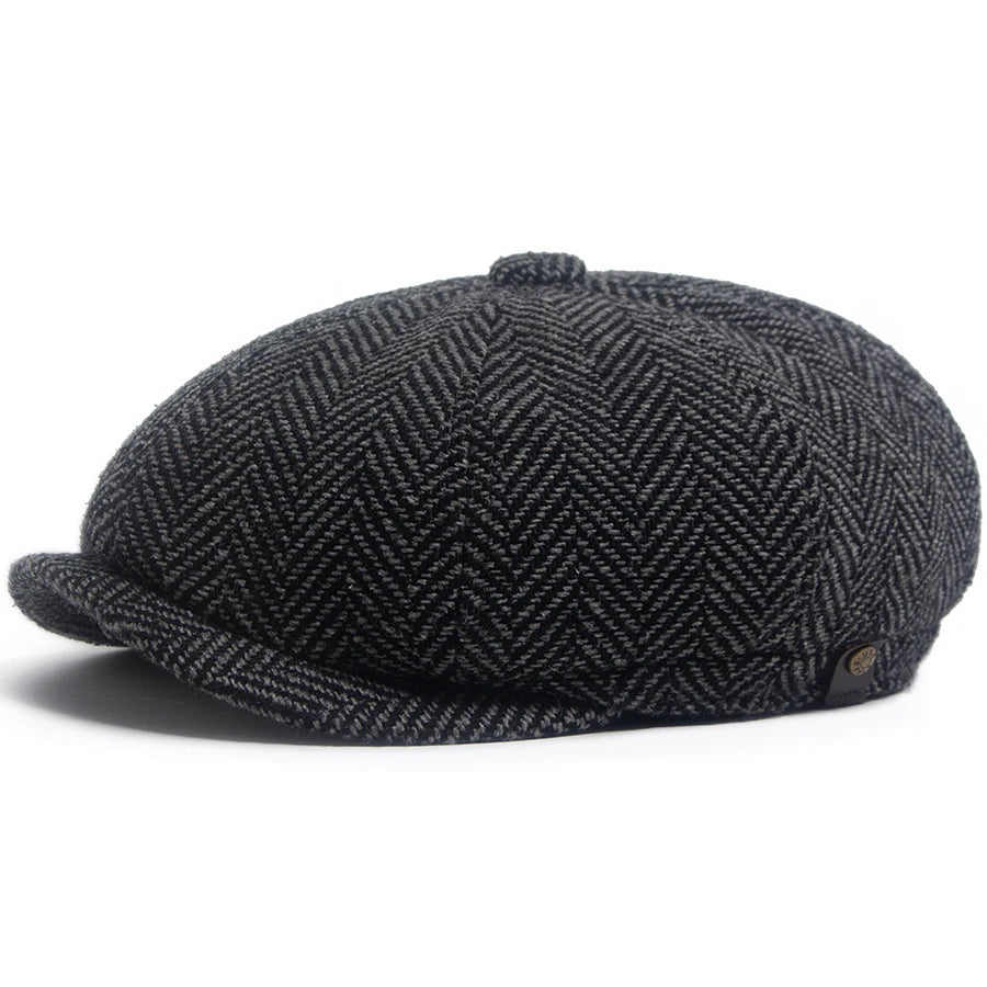Retro Herringbone Newsboy Cap | Warm British Cap | Urban Caps NZ