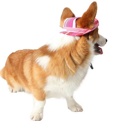 Adjustable dog baseball cap with ear holes in black