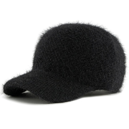 Bermondsey Rabbit Fur-Trim Baseball Cap in Black