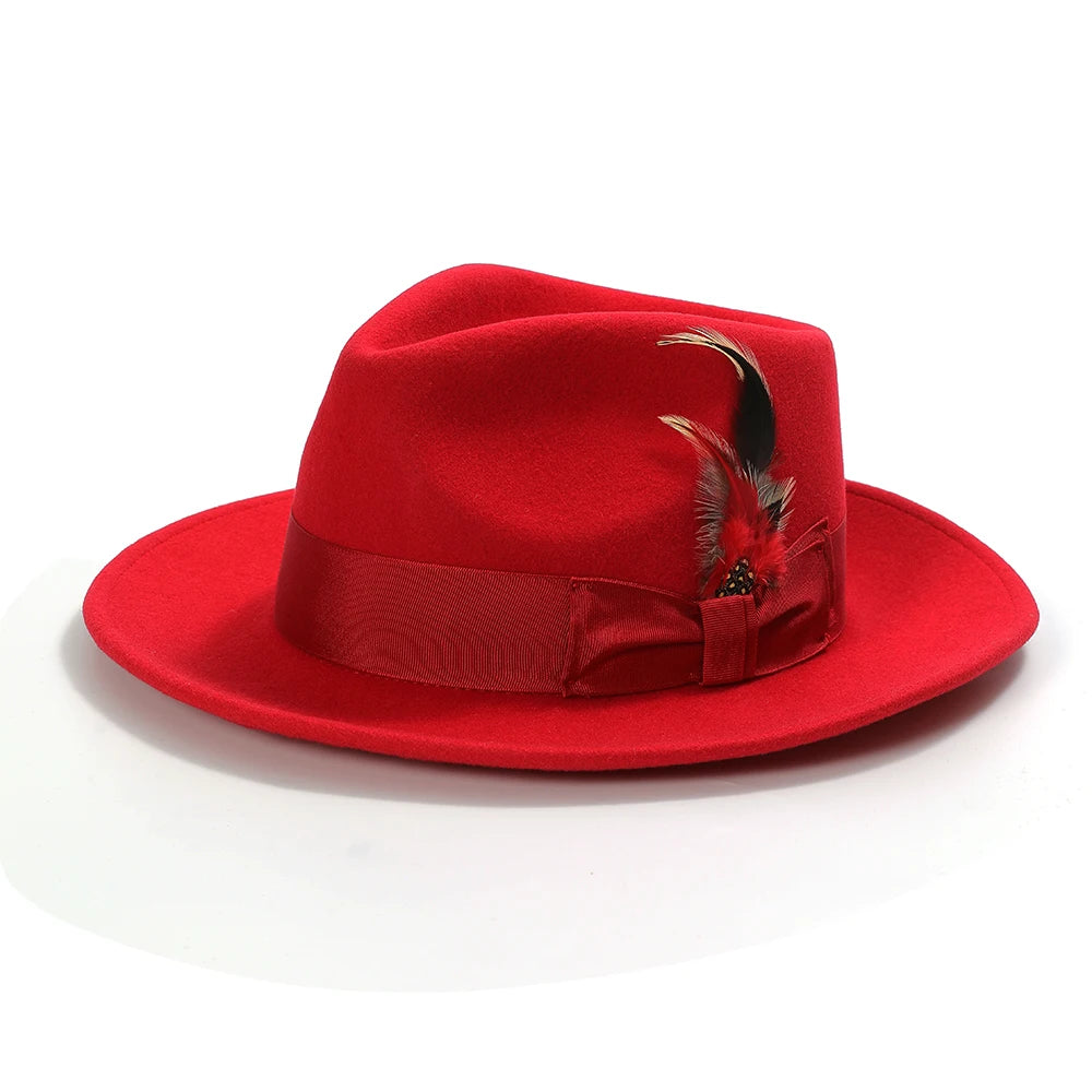 Premium Wool Fedora Hat – Feather Band Gentleman Fedora