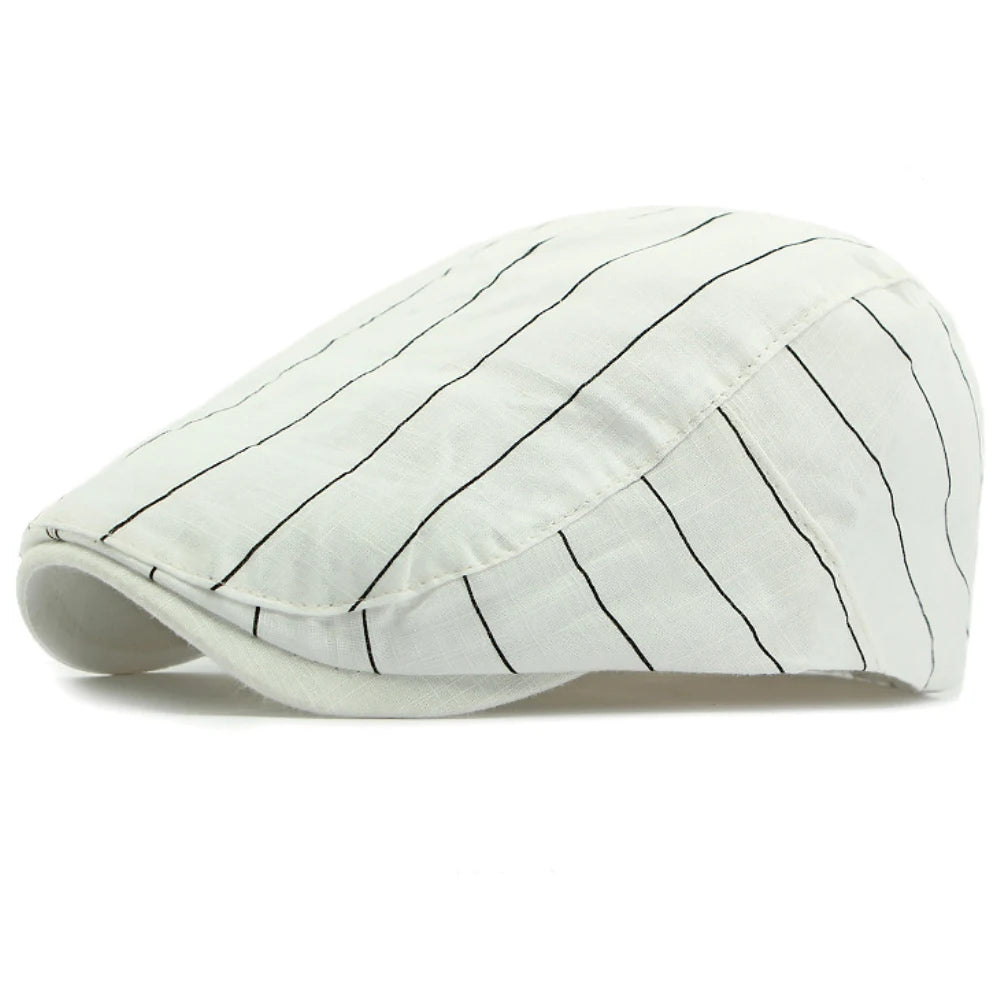 Padstow Striped Sun Beret in White