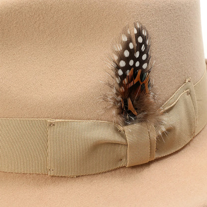 Premium Wool Fedora Hat – Feather Band Gentleman Fedora
