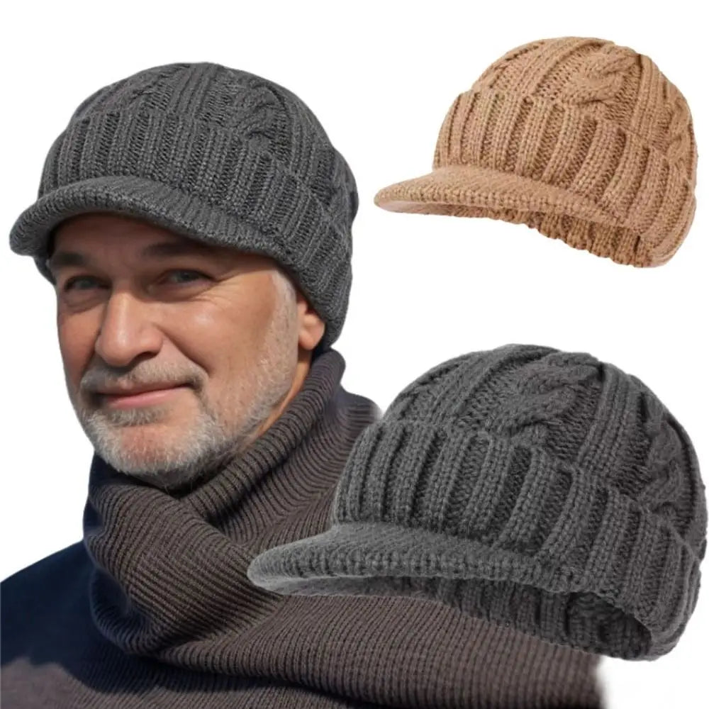 Winter Knitted Brim Beanie – Warm Ear Protection Outdoor Cap