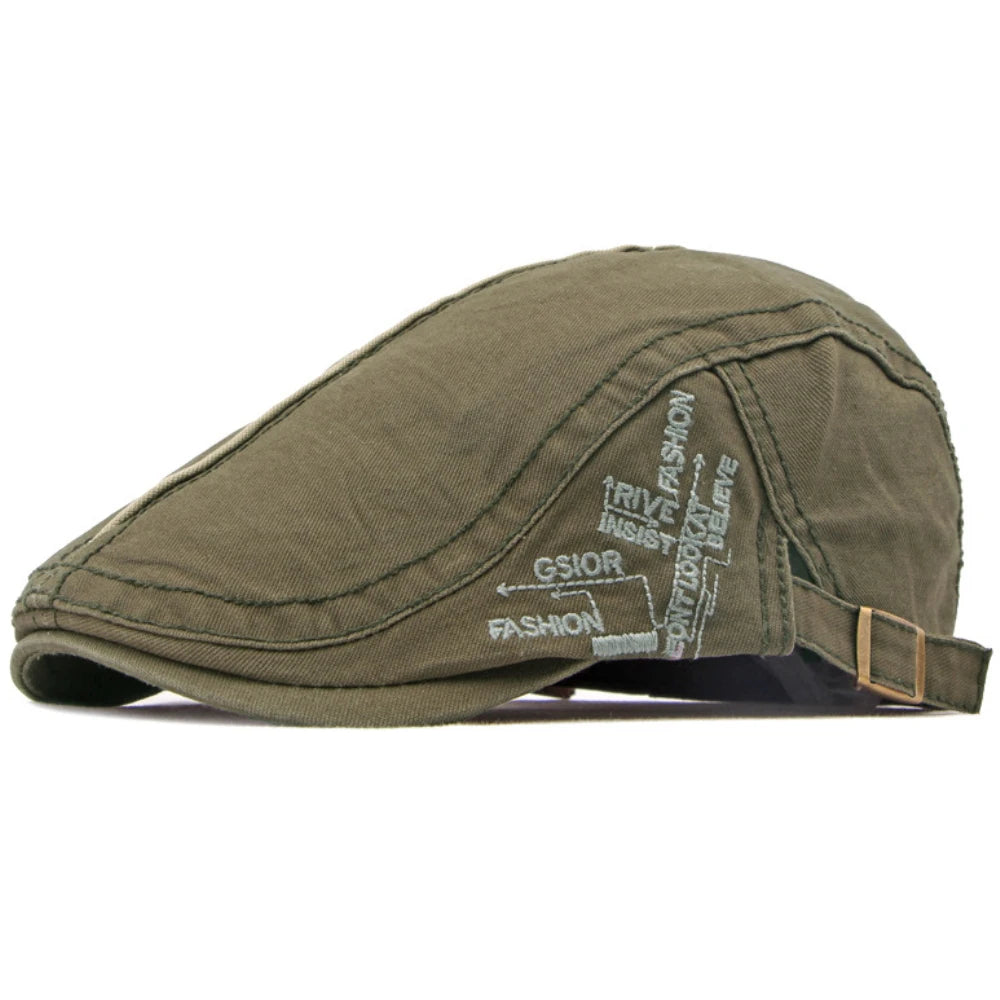 Fitzrovia Letter-Pattern Beret in Army Green
