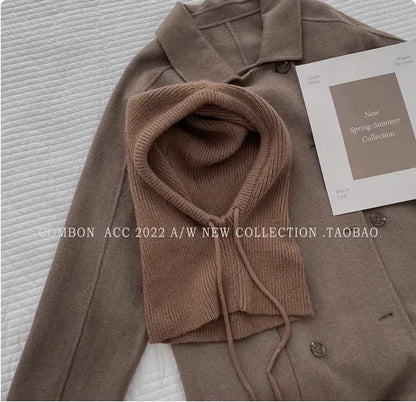 Alpine Knitted Balaclava Hood in Brown