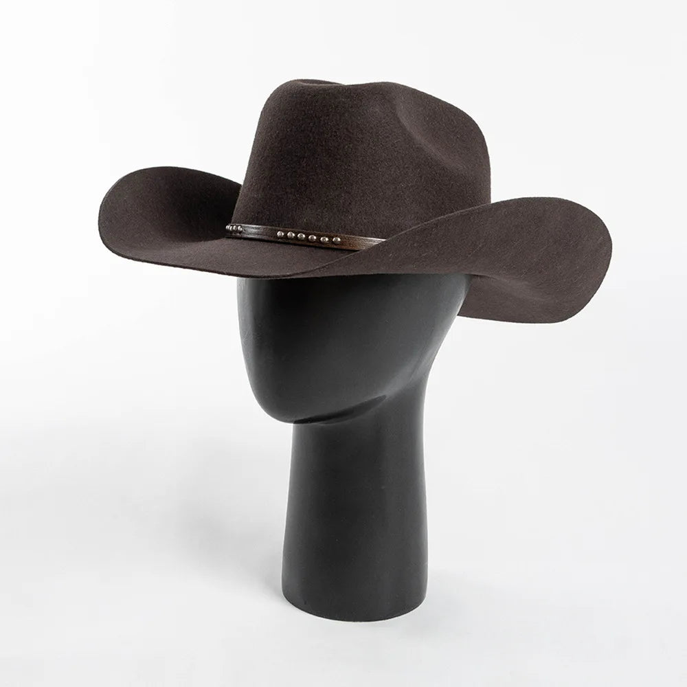 Denton Premium 100% Wool Cowboy Hat – Adjustable Western Felt Hat with Leather Band