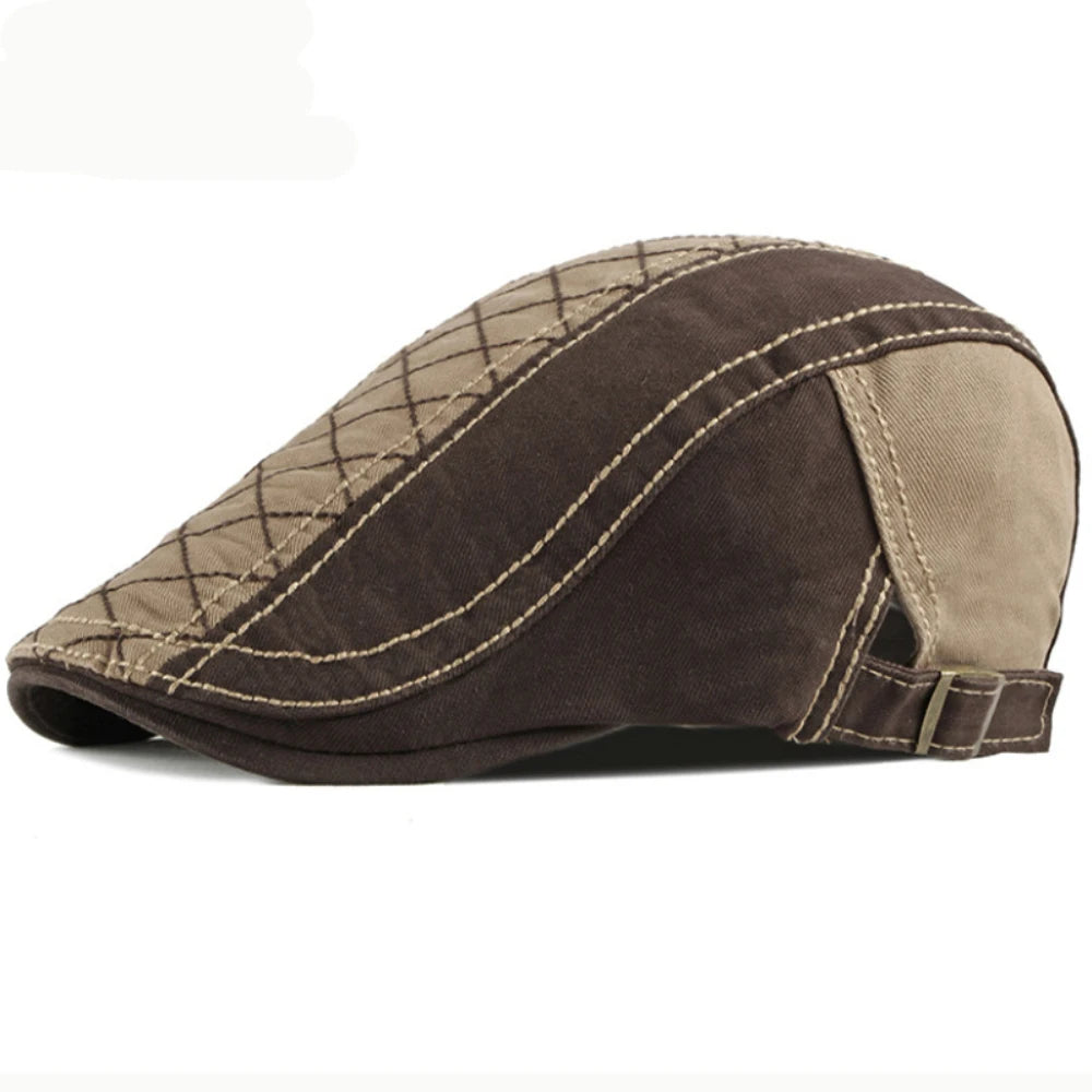 Perugia Patchwork Artist Beret in Khaki