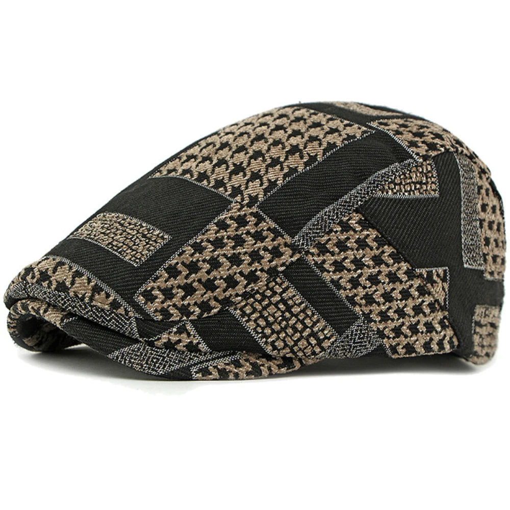 Penrith Plaid Artist Beret in Khaki
