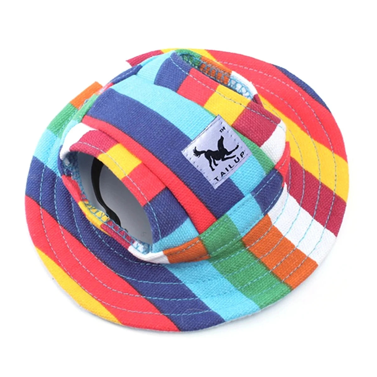 Floral print dog cap with front peak and ear holes