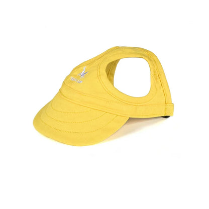 Summer dog baseball cap with ear holes in yellow