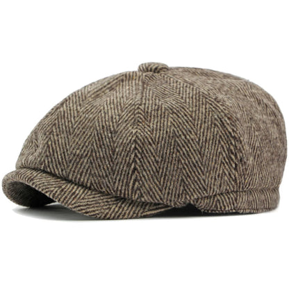 Melrose Striped Wool Beret in Coffee