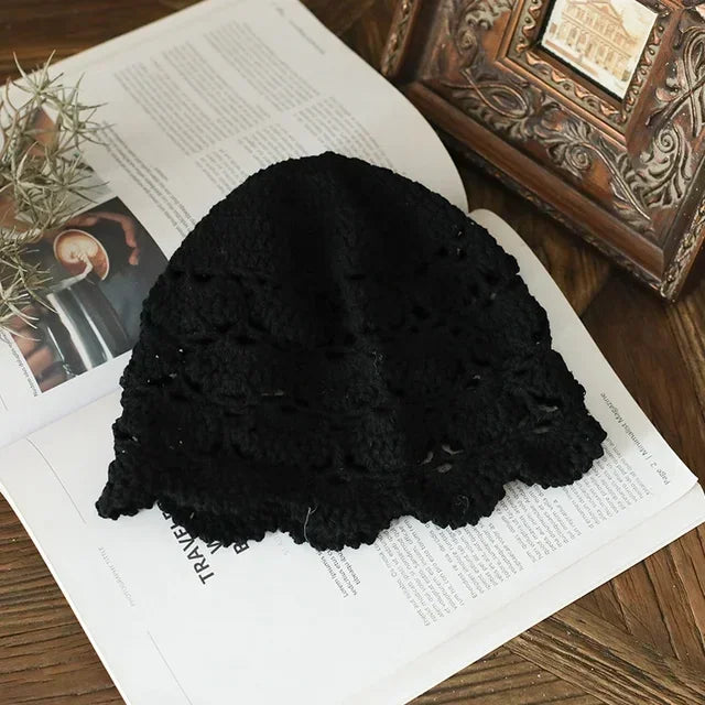 Rosewood Crochet Lace Cap in Black