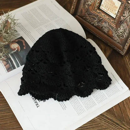 Rosewood Crochet Lace Cap in Black