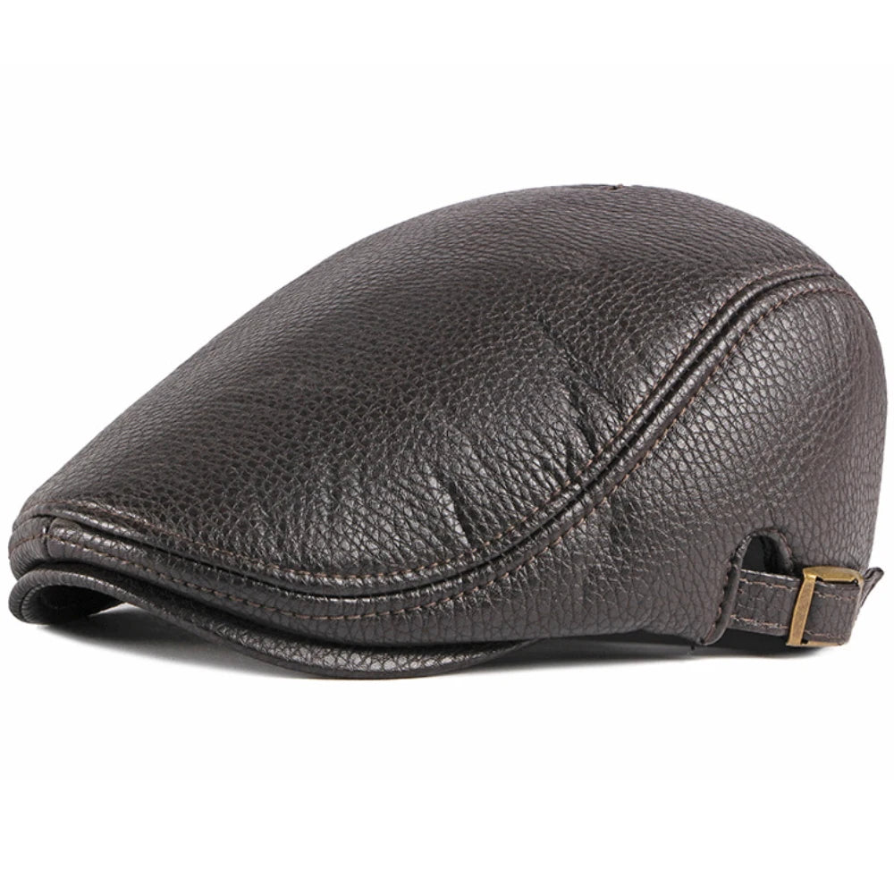 Cadiz Faux Leather Ivy Cap in Coffee