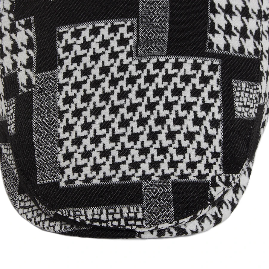 Houndstooth Print Ivy Cap | Classic Country Flat Cap | Urban Caps NZ