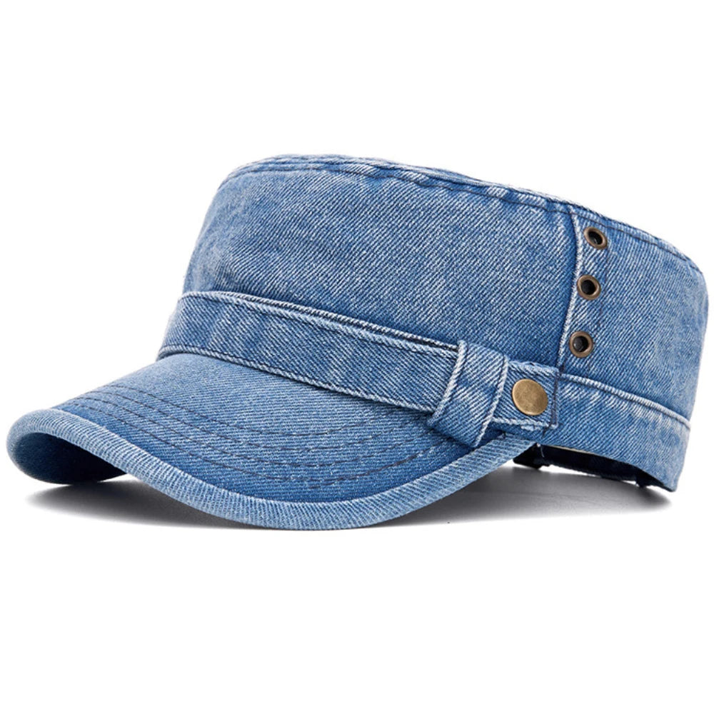 Marylebone Denim Cadet Cap in Blue