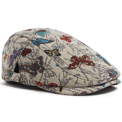 Butterfly Embroidered Ivy Cap | Elegant Spring Flat Cap | Urban Caps NZ