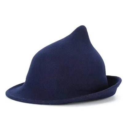 Hallowmere Wool Witch Hat in Navy Blue