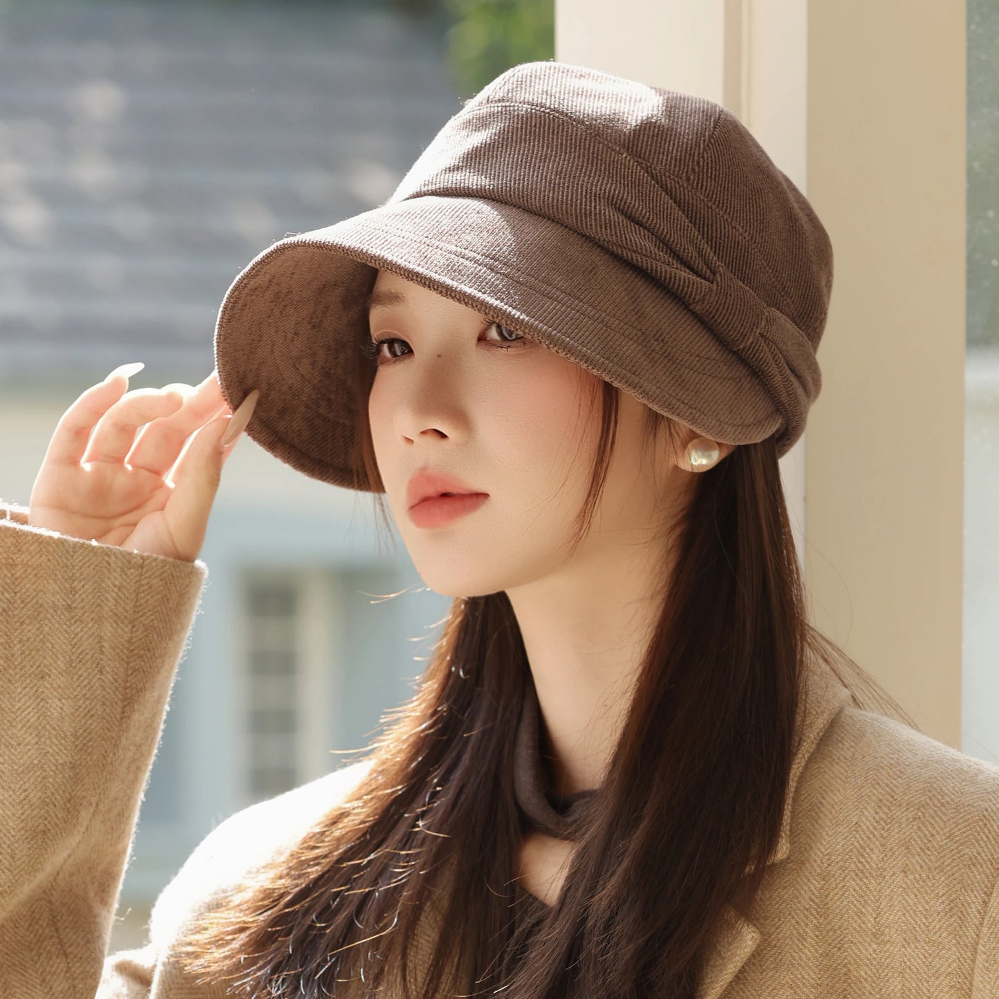 Kew Gardens Bow-Trim Bucket Hat in Coffee