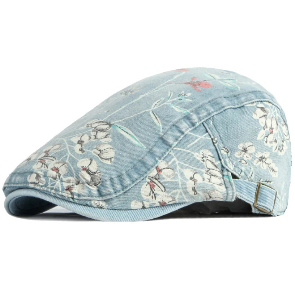 Rochester Floral Artist Beret in Light Blue