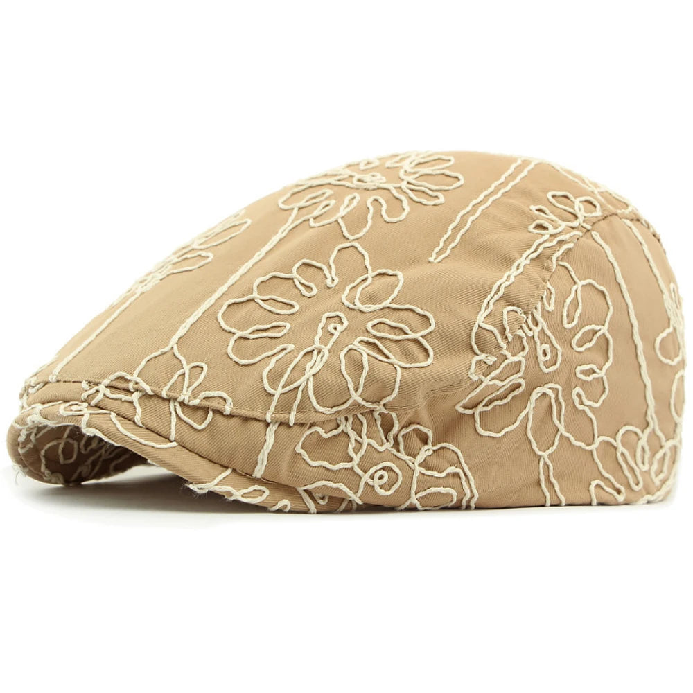 Leicester Floral Artist Beret in Khaki