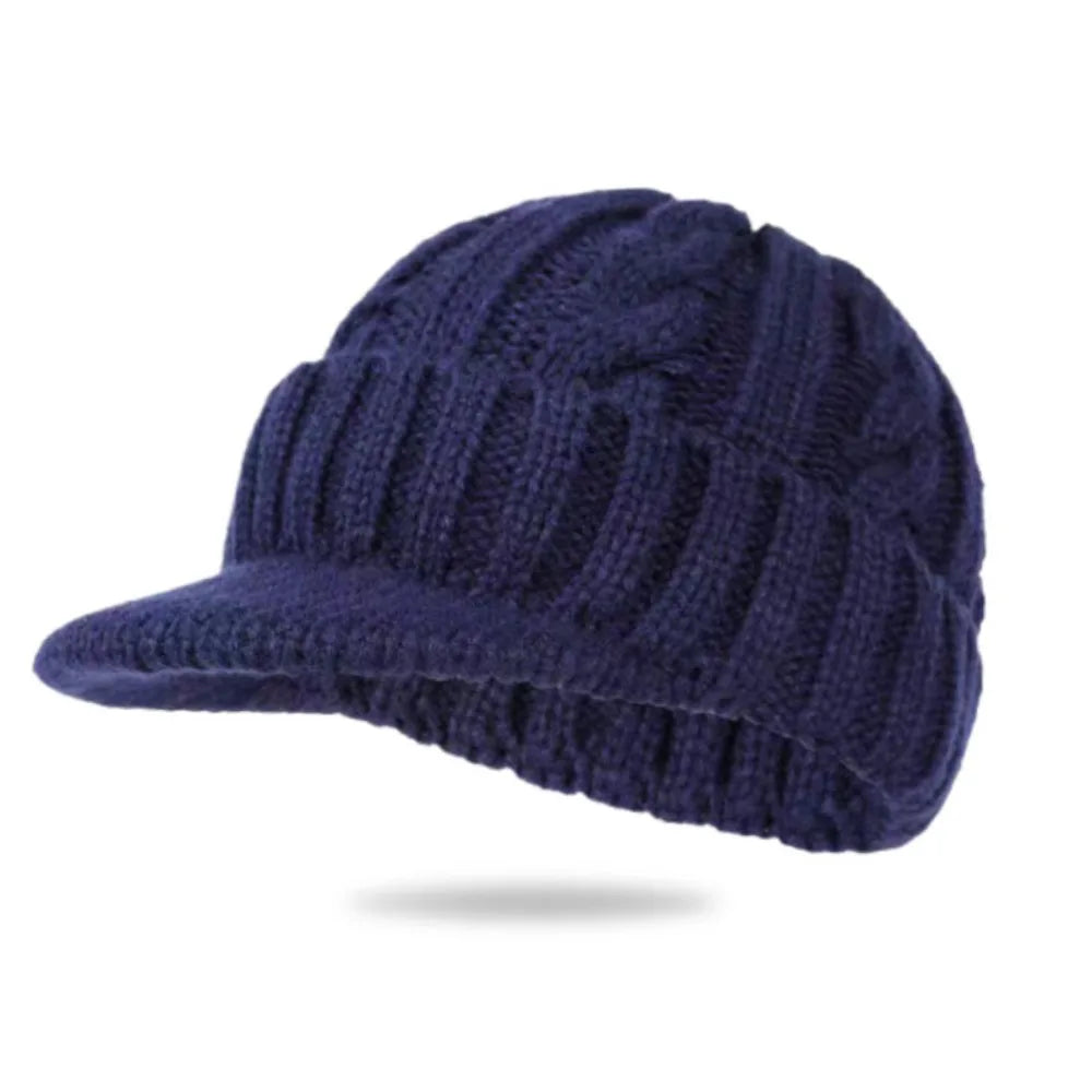 Winter Knitted Brim Beanie – Warm Ear Protection Outdoor Cap