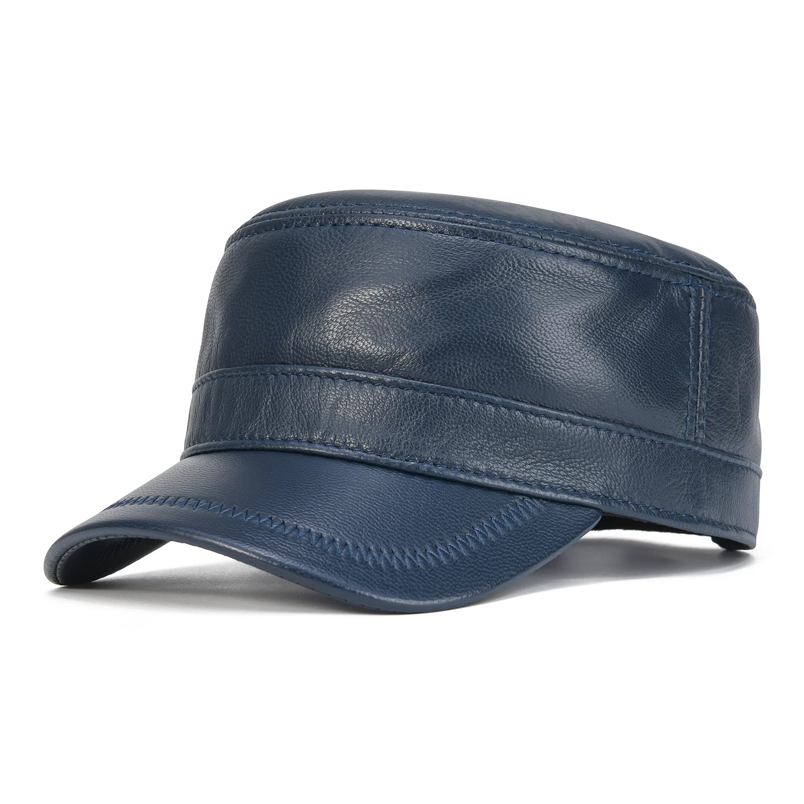 The Wellington | Men's Leather Cadet Flat Top Cap | Urban Caps NZ