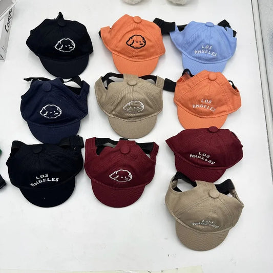 Twill dog cap with embroidered lettering in orange