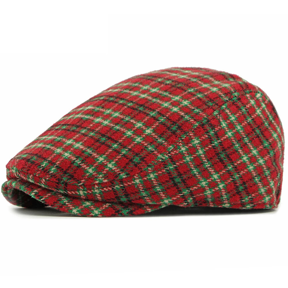 Ripon Plaid Winter Beret in Red
