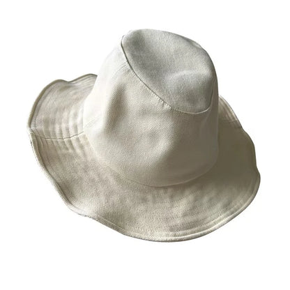 Osborne Wide-Brim Bucket Hat in Beige-Cotton