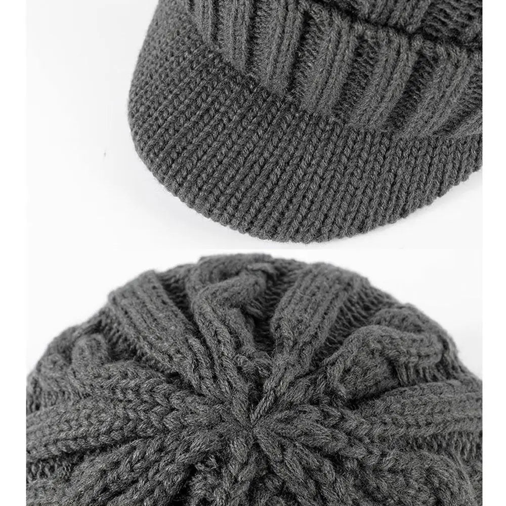 Winter Knitted Brim Beanie – Warm Ear Protection Outdoor Cap