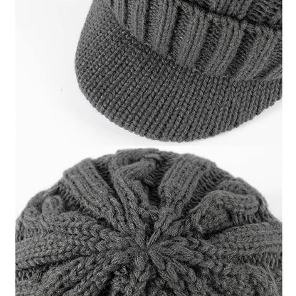 Winter Knitted Brim Beanie – Warm Ear Protection Outdoor Cap