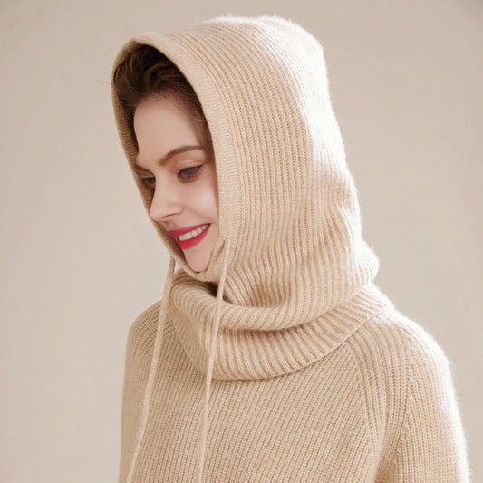 The Cairnwell | Women's 100% Wool Drawstring Balaclava Beanie | Urban Caps NZ